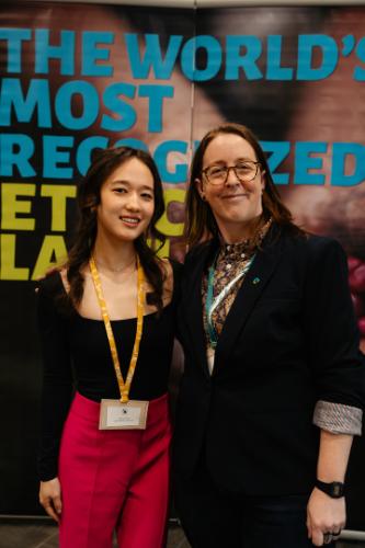 Alexis Leahey meets with Pippa Rogers, Director of Marketing and Communications for Fairtrade Canada